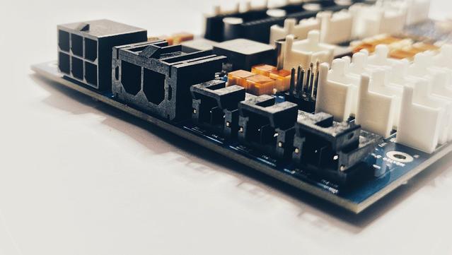 A view of the left of the mainboard with the quality and robust power connectors.