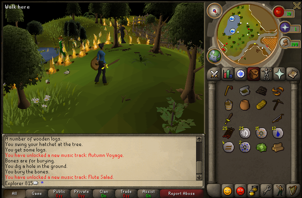 a playerscreen on the tutorial. showing the old hud