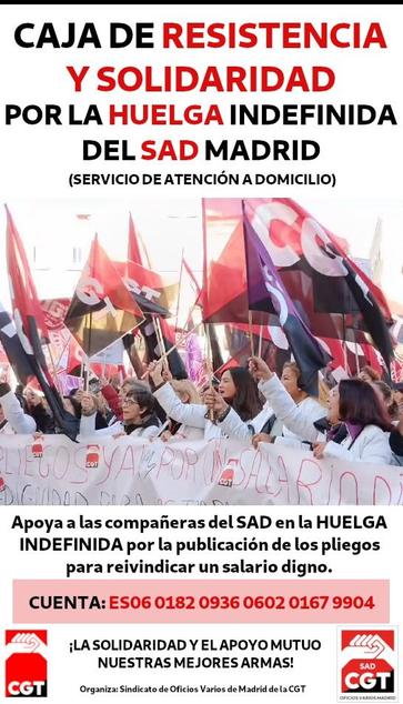 Caja de resistencia y solidaridad por la huelga indefinida del SAD Madrid.

Apoya a las compañeras del SAD en la huelga indefinida en la cuenta ES06 0182 0936 0602 0167 9904