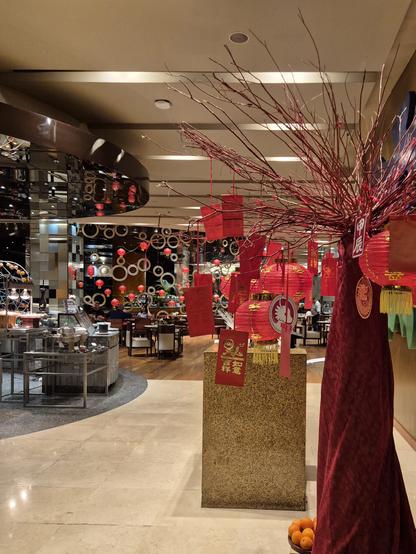 Entrance to Feria restaurant at Radisson Blu in Cebu City with Chinese New Year decorations