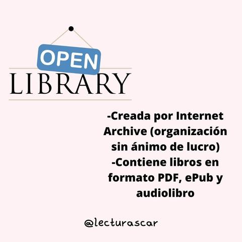 Fondo rosa pastel con el texto del post escrito en letras negras gruesas y logo de Open Libary arriba a la izquierda