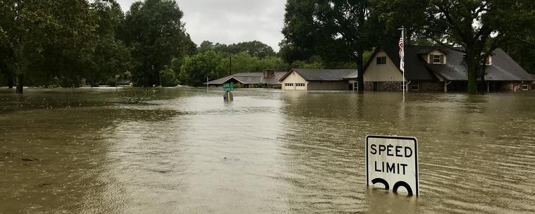 photo - flooding in a residential neighbourhood