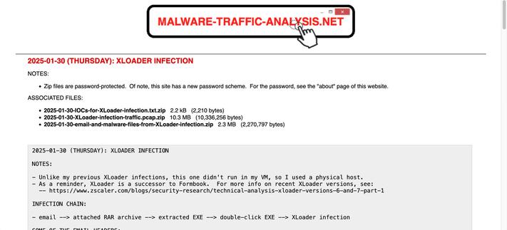 Screenshot of my blog post with analysis of the XLoader infection.