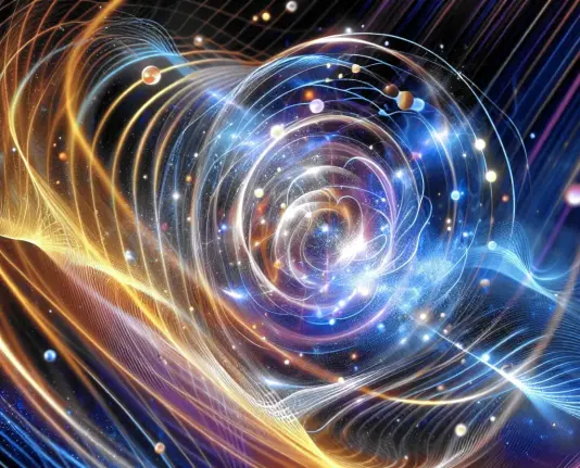generata AI rappresenta il Moto oscillatorio delle particelle quantistiche