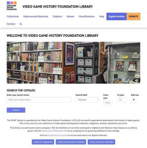 A screenshot of the VGHF website