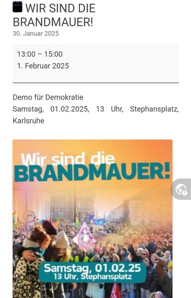 Text wie im Post.
Bild von demonstrierenden Menschen, Hintergrund freundliches Orange.