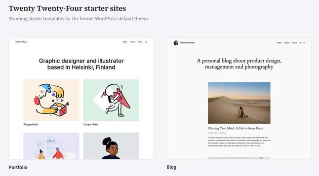 Twentig: Starter-Websites für Twenty Twenty-Four