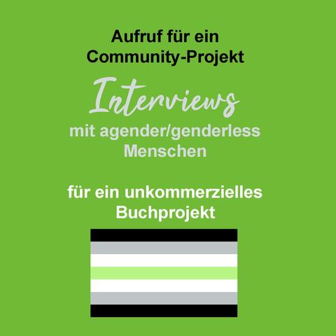 Aufruf für ein unkommerzielles Buchprojekt: Interviews mit agender/genderless Menschen.
Abbildung: Die Agender Pride Flagge