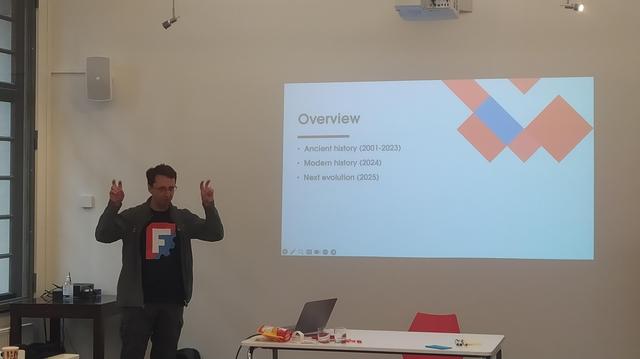 Chris speaking about the FreeCAD FPA grant program at FreeCAD day.