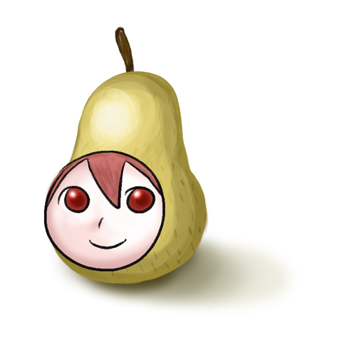 A pear study with a Kasane Teto face on it.