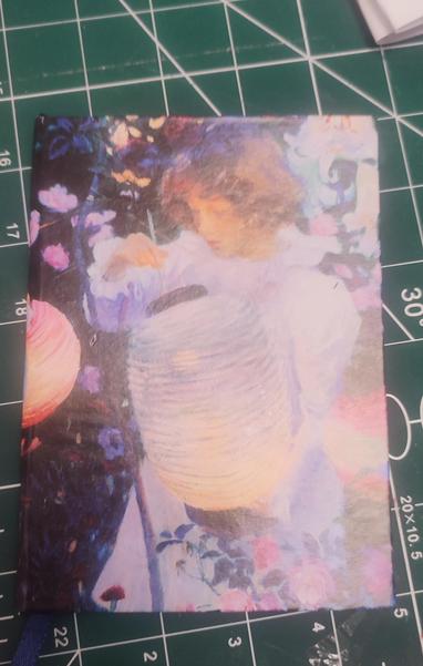 Small handmade notebook with as cover a part of   John Singer Sargent,  painting: "Carnation, Lily, Lily, Rose"