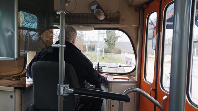 alte Tram in Kranichstein, Sicht des Fahrers