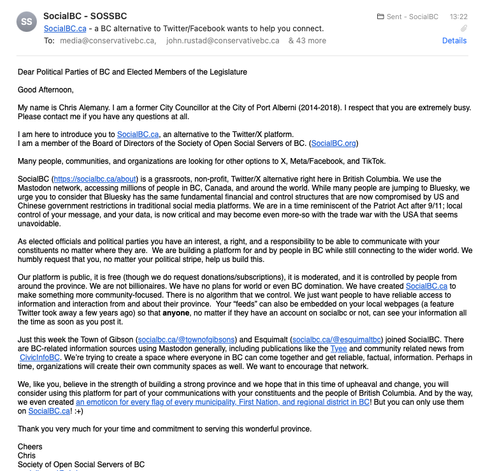 A screenshot of an email.