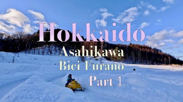 冬の北海道🇯🇵旭川 パート1 - き花でコーヒー休憩・富良野Asobiyaスノーモービルツアー・美瑛 青い池ライトアップ