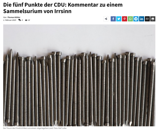 Sperre aus Nägeln, symbolisch für Abschottung