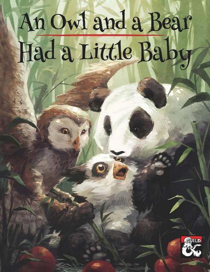 The cover of An Owl and a Bear Had a Little Baby  by V.J. Harris and Adam Hancock . An owl and a panda lovingly embrace their beautiful panda owlbear baby.