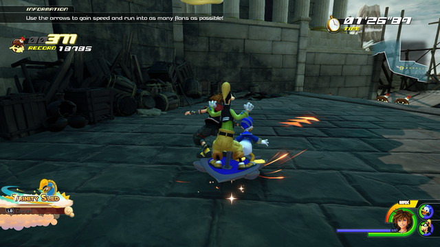The trio is about to hit a flan before a booster arrow