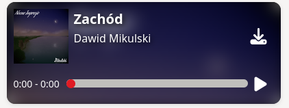 Zrzut ekranu autorskiego poprawionego odtwarzacza audio do Wordpressa. Pojedyncze audio