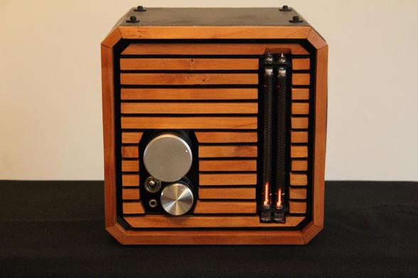 A photograph showcasing the amplifier described in the first message, front view.