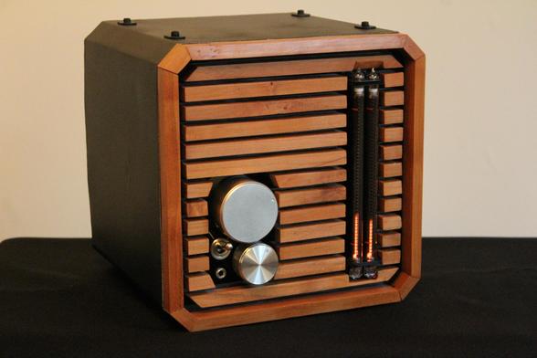 A photograph showcasing the amplifier described in the first message, facing right.