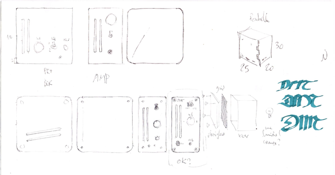 Concept sketches of the nixie amplifier