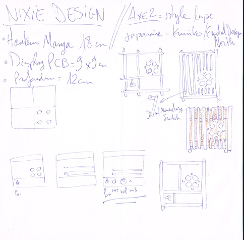 Concept sketches of the nixie clock and amplifier