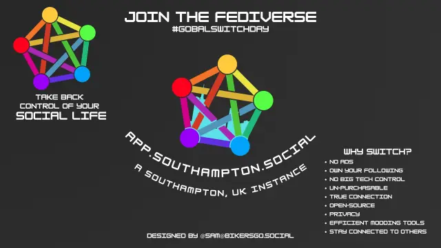 Join the Fediverse
App.Southampton.Social
A Southampton, UK Instance