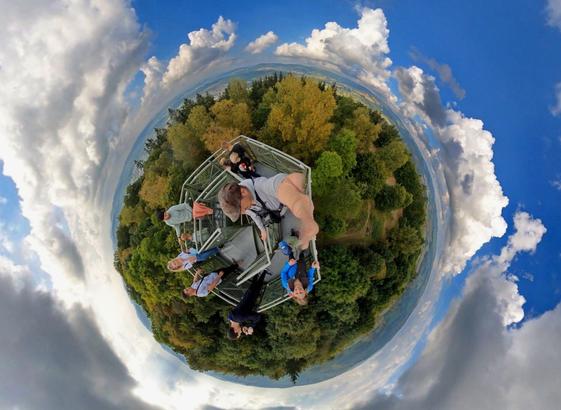 On the Wilzenberg observation tower - photographed with a 360-degree camera.
