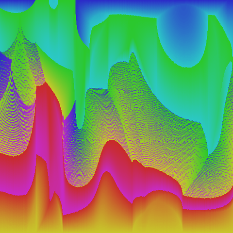 an abstract colorful composition from pixel sorting by collumn a 2D OS Noise map