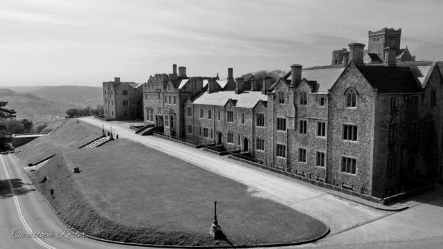 The officers' mess at Dover Castle seen from the south-east (monochrome)