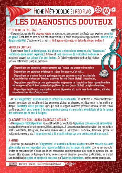 Fiche "Red Flag - les diagnostics douteux", texte complet ici : https://questionsanimalistes.com/red-flag-les-diagnostics-douteux/
