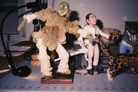 A film photo of stop motion puppets