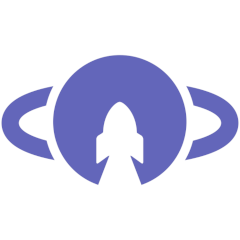Logo for the Libre Space Foundation. Outline of a spacecraft superimposed on a ringed planet.