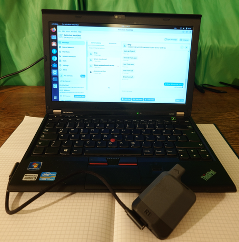 The message screen of my computer with the rnode attached that links to the loft node