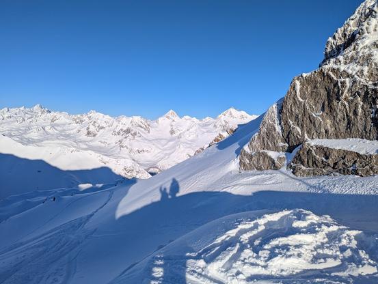 A sunny view of Bernie's Alps.