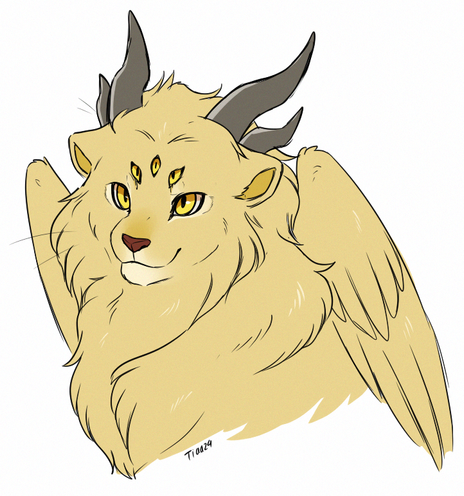 Digital drawing of the Winged Lion, from the Dungeon Meshi mangá.