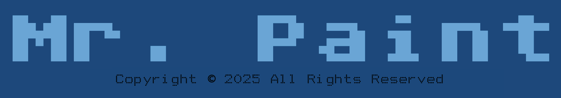 Mr. Paint logo in large Atari 800 font with copyright information in dot matrix font.