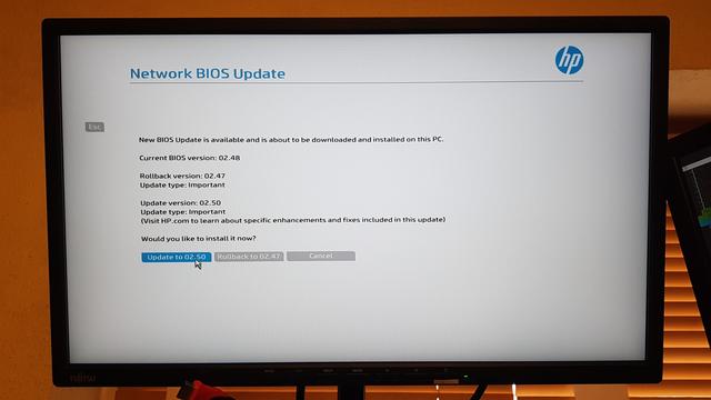 HP EliteDesk 800 G3 SFF network BIOS updare