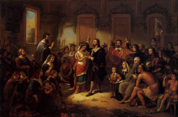 Marriage of Pocahontas to John Rolfe, by William M. S. Rasmussen