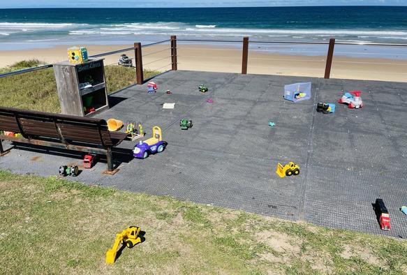 Plastic 'library' at Sawtell beach. Blowing in the  wind at the end of the day