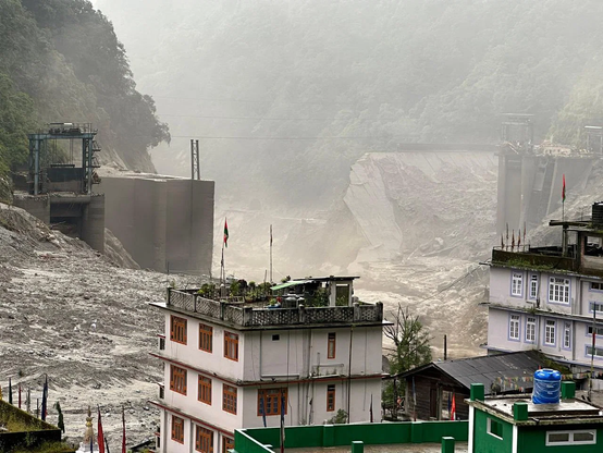 photo - Teesta III hydroelectric dam soon after failure