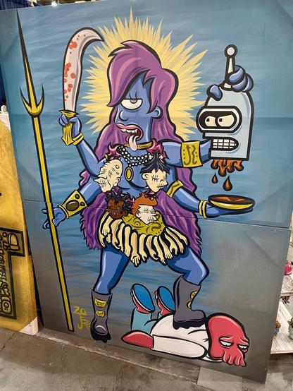 Street art in Pasadena, Leela as Kali from Futurama