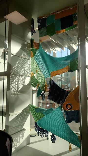a display at The Box, Plymouth. The knitters made pieces and they are joined together.