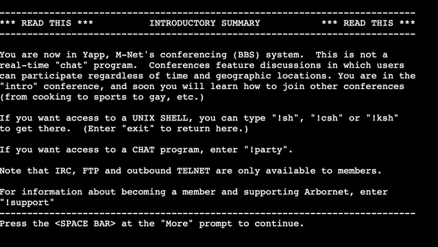 An introduction to M-NET YAPP (Yet Another PicoSpan Program) bulletin board conferencing system