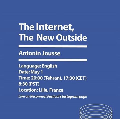 texte en persan sur fond blanc donnant le titre d'une conférence d'Antonin Jousse