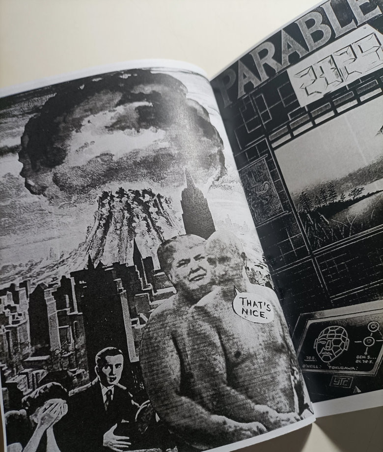 Trump and putin as lovers with mushroom cloud