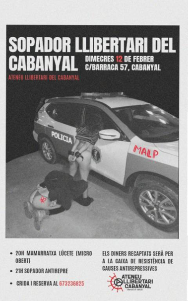 Cartel con información sobre el sopador donde aparecen dos personas esposadas semidesnudas al lado de un coche de policía.