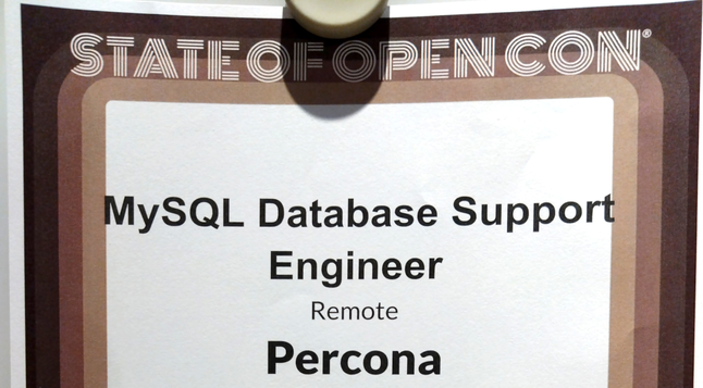 STATE OF OPEN CON | MySQL Database Support Engineer| Remote | Percona