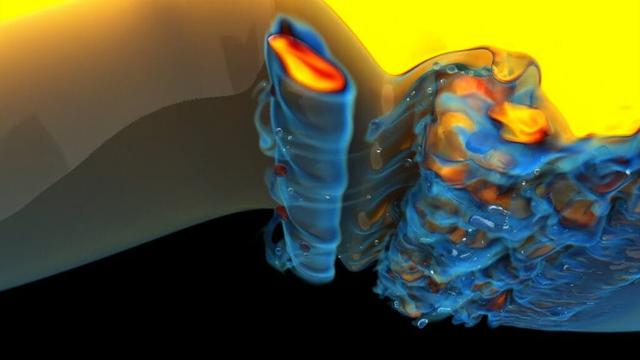 Numerical simulation showing carbon dioxide getting trapped in bubbles. The color gradient indicates carbon concentration.