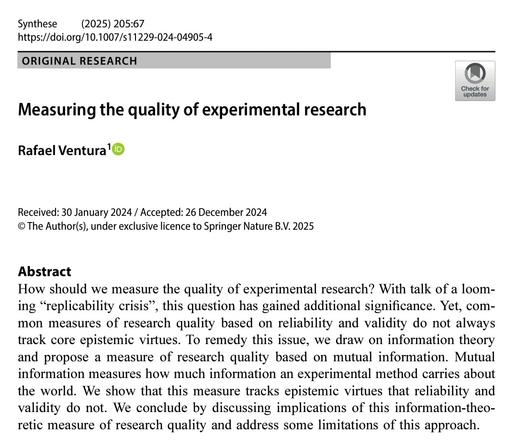 How should we measure the quality of experimental research? With talk of a looming “replicability crisis”, this question has gained additional significance. Yet, common measures of research quality based on reliability and validity do not always track core epistemic virtues. To remedy this issue, we draw on information theory and propose a measure of research quality based on mutual information. Mutual information measures how much information an experimental method carries about the world. We show that this measure tracks epistemic virtues that reliability and validity do not. We conclude by discussing implications of this information-theoretic measure of research quality and address some limitations of this approach.